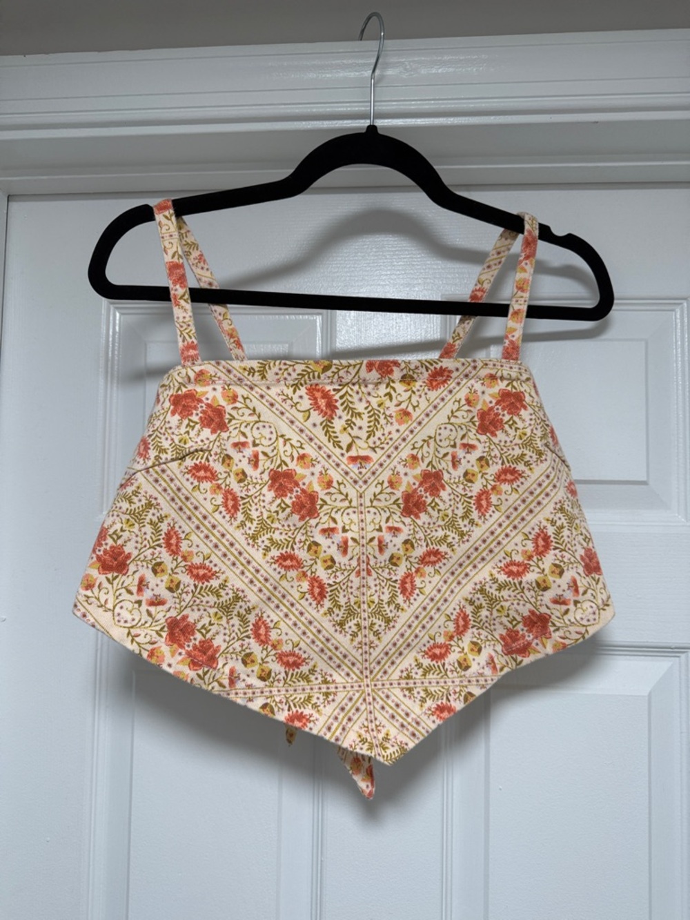 Show Me Your MuMu Floral Bandana Crop Top in Cream, Coral & Olive